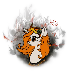 Size: 2167x2325 | Tagged: safe, artist:aquamuro, derpibooru import, oc, oc:freudensonne, unofficial characters only, pony, unicorn, bust, female, flower, flower in hair, horn, image, jewelry, mare, png, signature, simple background, sketch, smoke, solo, tiara, transparent background, unicorn oc, wip