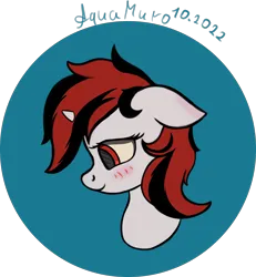 Size: 1944x2105 | Tagged: safe, alternate version, artist:aquamuro, derpibooru import, oc, oc:blackjack, unofficial characters only, pony, unicorn, fallout equestria, fallout equestria: project horizons, abstract background, blushing, bust, cute, fanfic art, female, horn, image, mare, png, signature, simple background, sketch, small horn, smiling, solo, style emulation, transparent background, two toned mane, unicorn oc