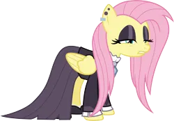 Size: 4312x3000 | Tagged: safe, artist:cloudyglow, derpibooru import, fluttershy, pegasus, pony, fake it 'til you make it, .ai available, clothes, female, fluttergoth, goth, high res, image, lidded eyes, mare, png, raised hoof, simple background, solo, transparent background, vector