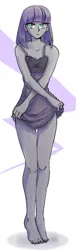 Size: 402x1280 | Tagged: safe, artist:renka2802, derpibooru import, maud pie, human, equestria girls, barefoot, clothes, feet, female, image, jpeg, nightgown, solo