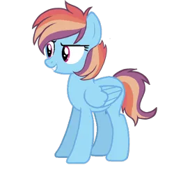Size: 3072x3072 | Tagged: source needed, safe, artist:taeko, derpibooru import, oc, oc:rainbow borealis, unofficial characters only, pegasus, pony, 2022, blue body, derpibooru exclusive, female, folded wings, image, magical lesbian spawn, mare, multicolored mane, multicolored tail, offspring, parent:rainbow dash, parent:scootaloo, parents:scootadash, pegasus oc, png, simple background, tail, transparent background, wings