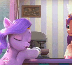 Size: 374x338 | Tagged: safe, derpibooru import, screencap, pipp petals, sunny starscout, pegasus, pony, my little pony: make your mark, my little pony: make your mark chapter 2, adorapipp, ali-conned, animated, cropped, cute, fluttering, g5, gif, image, solo focus