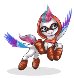 Size: 1024x1075 | Tagged: safe, artist:zsnowfilez, derpibooru import, zipp storm, pegasus, pony, arrowverse, clothes, costume, g5, image, nightmare night costume, png, simple background, solo, transparent background