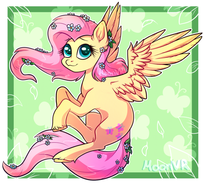 Size: 1175x1063 | Tagged: safe, artist:moonvr, derpibooru import, fluttershy, pegasus, pony, abstract background, chest fluff, ear fluff, female, flower, flower in hair, flower in tail, image, looking up, mare, outline, png, solo, spread wings, tail, three quarter view, unshorn fetlocks, white outline, wings