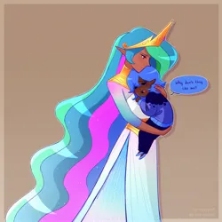 Size: 2362x2362 | Tagged: safe, artist:syrupyyy, derpibooru import, princess celestia, princess luna, human, blackwashing, carrying, comforting, crying, dark skin, dialogue, duo, elf ears, female, humanized, image, jpeg, moderate dark skin, ponytober, royal sisters, siblings, sisters, smol, woona, younger