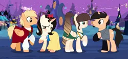 Size: 1280x592 | Tagged: safe, artist:cindystarlight, derpibooru import, oc, oc:cindy, oc:sara butterfly, unofficial characters only, pegasus, pony, unicorn, base used, clothes, costume, female, image, jpeg, male, mare, nightmare night costume, stallion