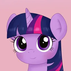 Size: 1024x1024 | Tagged: safe, artist:thisponydoesnotexist, derpibooru import, machine learning assisted, machine learning generated, part of a set, twilight sparkle, pony, unicorn, blushing, bust, cute, female, image, png, portrait, redraw, simple background, solo