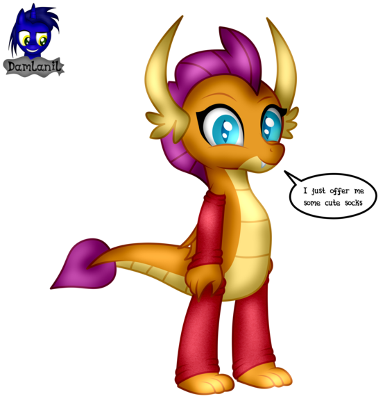 Size: 3840x4154 | Tagged: safe, artist:damlanil, derpibooru import, smolder, dragon, bipedal, clothes, comic, cute, dragon wings, dragoness, eyelashes, female, happy, horns, image, looking at you, png, show accurate, simple background, smiling, smolderbetes, socks, solo, speech bubble, standing, striped socks, text, transparent background, vector, wings