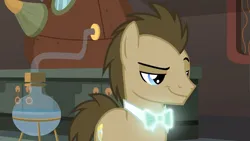 Size: 1280x720 | Tagged: safe, derpibooru import, edit, edited screencap, screencap, doctor whooves, time turner, earth pony, a horse shoe-in, bowtie, glow, image, lightup, male, neon, png, solo