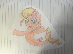Size: 3264x2448 | Tagged: safe, artist:dupontsimon, derpibooru import, sunset shimmer, seapony (g4), fanfic:magic show of friendship, equestria girls, fanfic art, image, jpeg, lined paper, seaponified, seapony sunset, species swap, traditional art
