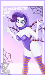 Size: 2500x4112 | Tagged: suggestive, artist:theretroart88, derpibooru import, rarity, equestria girls, breasts, busty rarity, clothes, costume, halloween, halloween costume, holiday, image, png, socks, stockings, striped socks, thigh highs