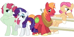Size: 1434x714 | Tagged: safe, artist:pertsnstuff, derpibooru import, big macintosh, rarity, oc, oc:ciderapple purée, oc:sweetapple blossom, earth pony, pony, unicorn, base used, bipedal, bipedal leaning, family, female, image, leaning, male, mare, offspring, parent:big macintosh, parent:rarity, parents:rarimac, png, rarimac, shipping, simple background, stallion, straight, transparent background