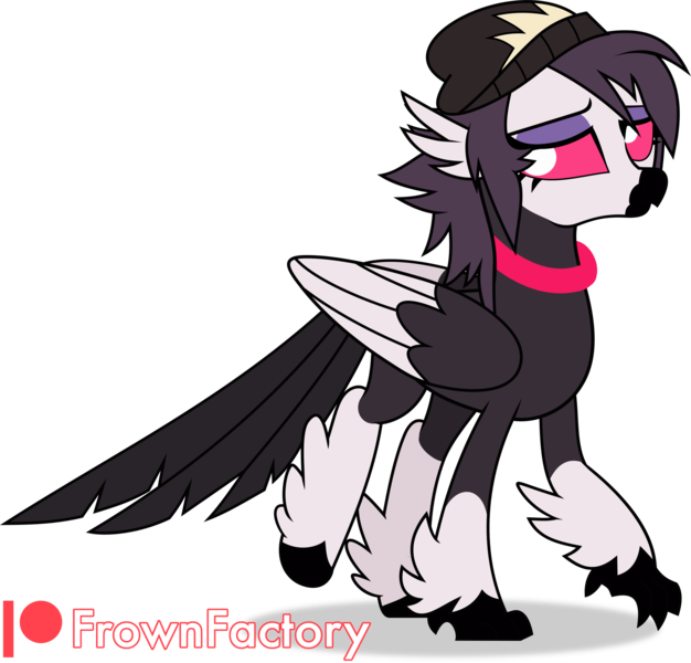 Size: 2085x2000 | Tagged: safe, artist:frownfactory, derpibooru import, demon, hippogriff, pony, female, hat, helluva boss, hippogriffied, image, mare, octavia (helluva boss), png, simple background, solo, species swap, transparent background, vector