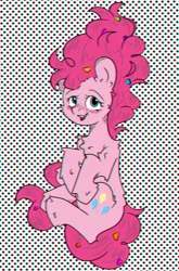 Size: 1278x1932 | Tagged: safe, artist:starkey, derpibooru import, pinkie pie, earth pony, cheerful, chest fluff, confetti, digital art, ear fluff, effects, full body, image, jpeg, open mouth, smiling, solo