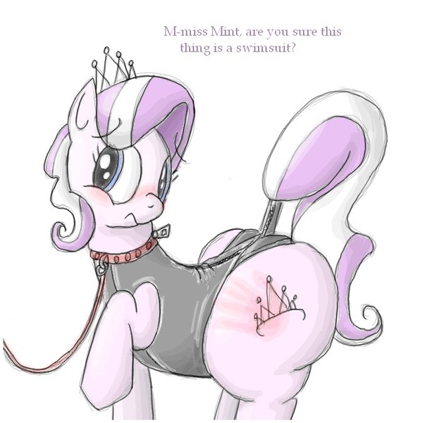 Size: 698x676 | Tagged: suggestive, artist:secretgoombaman12345, derpibooru import, earth pony, pony, blushing, fat, female, filly, foal, handprint, image, jpeg, leash, solo, solo female, spank mark