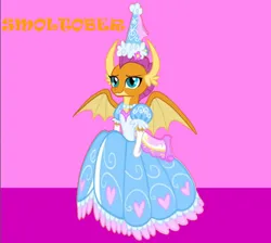 Size: 644x578 | Tagged: safe, artist:darlycatmake, derpibooru import, smolder, dragon, calm, clothes, cute, dragoness, dress, female, flower, froufrou glittery lacy outfit, gloves, happy, hat, hennin, image, jewelry, long gloves, looking at you, necklace, png, princess, princess smolder, relaxed, relaxed face, smiling, smiling at you, smolderbetes, spread wings, wings