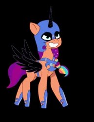 Size: 786x1016 | Tagged: safe, artist:sarahthefox97, derpibooru import, nightmare moon, sunny starscout, earth pony, pony, black background, clothes, cosplay, costume, female, g5, image, jpeg, mare, nightmare moon armor, nightmare night costume, nightmare sunny, simple background, solo