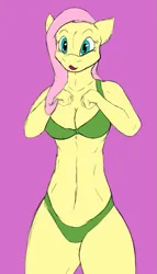 Size: 727x1274 | Tagged: suggestive, artist:axentooth, derpibooru import, fluttershy, anthro, bra, breasts, clothes, colored sketch, female, image, panties, pink background, png, simple background, sketch, solo, solo female, thighs, thunder thighs, underwear