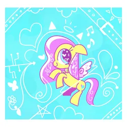 Size: 2000x2000 | Tagged: safe, artist:duckchip, derpibooru import, oc, pegasus, pony, blue eyes, cartoon, collar, cute, flower, halo, image, music notes, not fluttershy, png, solo, sparkly eyes, stars, sun, wingding eyes