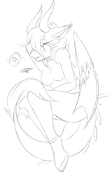 Size: 1498x2340 | Tagged: safe, artist:melodytheartpony, derpibooru import, oc, oc:melody silver, anthro, dracony, dragon, hybrid, clothes, collar, crying, curled up, depressed, female, fluffy, image, mourning, pants, pet loss, png, sketch, sweater, sweatpants, turtleneck, upset, urn, vent art