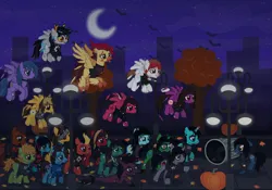 Size: 7743x5420 | Tagged: semi-grimdark, artist:lightningbolt, derpibooru import, oc, oc:emo lad, oc:feather freight, oc:lightning dee, oc:scene chick, ponified, ponified:jordan fish, ponified:kellin quinn, ponified:oliver sykes, bat, classical hippogriff, earth pony, hippogriff, pegasus, pony, seapony (g4), undead, unicorn, zombie, zombie pony, mlp fim's twelfth anniversary, .svg available, alex gaskarth, all time low, as it is, autumn, awsten knight, bags under eyes, beak, blood, bloodshot eyes, bone, bow, bracelet, brain, bring me the horizon, broken glasses, broken horn, camera, chipped tooth, choker, city, clothes, collar, crescent moon, derpibooru exclusive, disguise, disguised siren, dock, dyed mane, dyed tail, ear piercing, earring, emo, eyeliner, eyeshadow, fangs, feather, female, fins, fish tail, floppy ears, flying, frown, gauges, geoff wigington, glasgow smile, glasses, grin, group, happy, heterochromia, hoof polish, horn, horseshoes, image, jack barakat, jaime preciado, jewelry, knife, large group, leaves, lidded eyes, lip bite, lip piercing, long sleeves, magic, magic aura, makeup, male, mare, mike fuentes, missing eye, moon, necklace, nick martin, night, night sky, nightmare night, nose piercing, open mouth, organs, otto wood, outdoors, painted horn, patty walters, pierce the veil, piercing, png, pumpkin, raised hoof, raised leg, reaching, rian dawson, scar, scene, shirt, skull, sky, sleeping with sirens, slit pupils, smiling, spiked choker, spiked wristband, spine, stallion, stars, stitches, street lamp, t-shirt, tail, tail bow, tail feathers, tattered, tattered wings, tattoo, teeth, tom sykes, tongue out, tony perry, torn clothes, torn ear, trash can, tree, unhappy, vector, vic fuentes, walking, waterparks, wings, wristband, zack merrick, zombie apocalypse