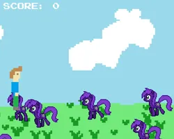 Size: 791x632 | Tagged: safe, derpibooru import, oc, oc:supermarioportal2, unofficial characters only, human, pony, unicorn, base used, clone, desktop ponies, game screencap, grass, grass field, image, old oc, pixel art, png, pony reference, portal (valve), sprite, trosh, trosh: the movie: the game, wheatley