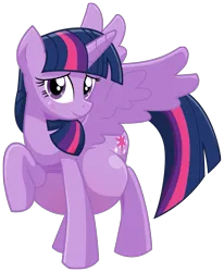 Size: 1057x1280 | Tagged: safe, artist:xniclord789x, derpibooru import, twilight sparkle, twilight sparkle (alicorn), alicorn, pony, belly, big belly, female, image, mare, png, preglight sparkle, pregnant, raised hoof, simple background, solo, transparent background