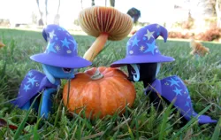 Size: 1800x1134 | Tagged: safe, artist:travelling-my-little-pony, derpibooru import, trixie, grass, image, irl, jpeg, mushroom, photo, pumpkin, toy