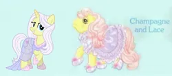 Size: 1500x664 | Tagged: safe, derpibooru import, lily lace, earth pony, pony, unicorn, clothes, comparison, dress, female, g1, g1 to g4, g4, generation leap, image, jpeg, look-alike, mare