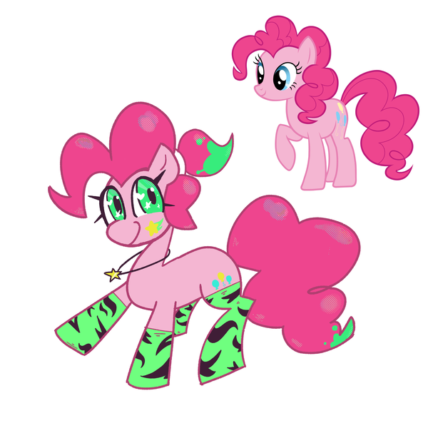 Size: 2500x2500 | Tagged: safe, alternate version, artist:duckchip, derpibooru import, pinkie pie, big cat, earth pony, pony, tiger, alternate character, alternate hairstyle, alternate universe, green eyes, image, paint in hair, paint splatter, png, simple background, solo, starry eyes, tiger print, white background, wingding eyes