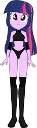Size: 445x1514 | Tagged: suggestive, artist:invisibleink, artist:xjkenny, derpibooru import, twilight sparkle, equestria girls, belly button, breasts, clothes, elbow pads, female, image, knee pads, png, shoes, simple background, solo, solo female, sports, sports bra, sports panties, transparent background, vector, wrestler, wrestling