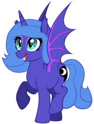 Size: 6102x8000 | Tagged: safe, artist:laszlvfx, artist:starshade, derpibooru import, princess luna, bat pony, pony, absurd resolution, base used, cutie mark, female, horn, image, mare, open mouth, png, raised hoof, simple background, solo, species swap, transparent background, wings