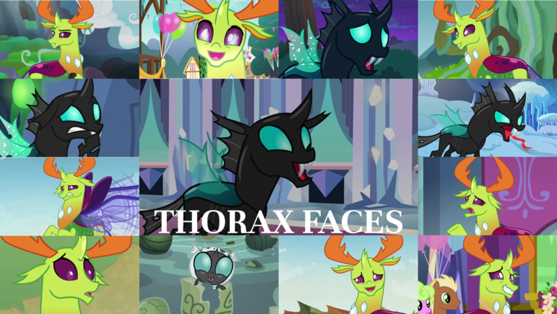 Size: 1190x671 | Tagged: safe, derpibooru import, edit, edited screencap, editor:quoterific, screencap, daisy, flower wishes, thorax, changedling, changeling, earth pony, celestial advice, school daze, season 6, season 7, season 8, the times they are a changeling, to change a changeling, to where and back again, triple threat, spoiler:s08, angry, background pony, confused, cute, female, grin, happy, hissing, image, king thorax, male, png, silent, smiling, thorabetes