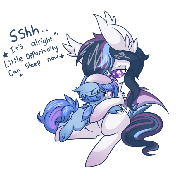 Size: 3000x2988 | Tagged: safe, artist:starlightlore, derpibooru import, oc, oc:astral flare, unofficial characters only, bat pony, pony, bat pony oc, bat wings, comforting, crying, duo, female, filly, foal, image, png, simple background, transparent background, wings