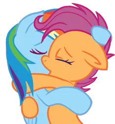 Size: 1095x1173 | Tagged: safe, artist:taeko, derpibooru import, rainbow dash, scootaloo, pegasus, pony, 2022, base used, colored, derpibooru exclusive, duo, eyes closed, female, flat colors, floppy ears, folded wings, holding each other, hoof on head, image, kissing, lesbian, mare, older, older scootaloo, png, scootadash, shipping, simple background, transparent background, wings