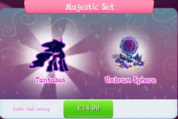 Size: 1274x858 | Tagged: safe, derpibooru import, official, king sombra, tantabus, umbrum, bundle, costs real money, english, gameloft, image, jpeg, numbers, sale, solo, solo focus, text
