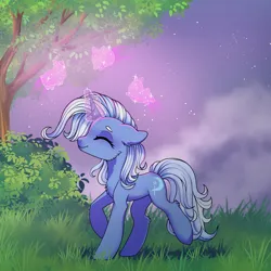 Size: 1920x1920 | Tagged: safe, artist:pinkerminty, derpibooru import, trixie, pony, unicorn, female, glow, glowing horn, horn, image, magic, png, solo