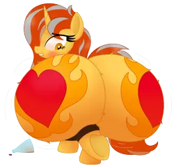 Size: 5002x4840 | Tagged: suggestive, artist:chespi, derpibooru import, oc, oc:cinderheart, unofficial characters only, pony, unicorn, aroused, both cutie marks, butt, butt expansion, chest fluff, clothes, commission, female, golden eyes, gritted teeth, growth, horn, huge butt, hyper, hyper butt, image, impossibly large butt, jiggle, large butt, mare, panties, png, potion, sequence, simple background, solo, solo female, squishy, stretched cutie mark, sweat, teeth, transparent background, underwear, unicorn oc, ych result
