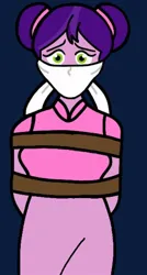 Size: 570x1060 | Tagged: safe, artist:darlycatmake, derpibooru import, pipp petals, human, bondage, bound and gagged, cloth gag, g5, gag, help me, humanized, image, jpeg, over the nose gag, tied up