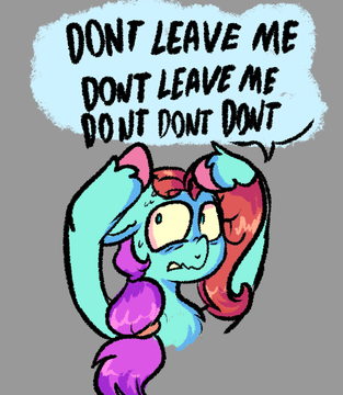 Size: 313x360 | Tagged: safe, artist:kreeeeeez, derpibooru import, bust, colored hooves, covering, covering ears, female, g5, image, jazz (g5), meta, multicolored hair, nervous, png, portrait, solo, solo female, speech bubble, sweat, twitter