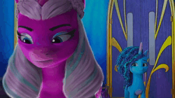 Size: 1280x716 | Tagged: safe, derpibooru import, screencap, opaline, g5, my little pony: make your mark, my little pony: make your mark chapter 2, spoiler:g5, spoiler:my little pony: make your mark, spoiler:my little pony: make your mark chapter 2, animated, image, implications, misty brightdawn, opaline's dark castle, potion, smiling, sound, spread wings, the cutie mark mix-up, throne, upset, webm, wings