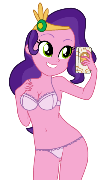 Size: 899x1524 | Tagged: suggestive, artist:charliexe, artist:grapefruit-face, derpibooru import, pipp petals, equestria girls, base used, belly button, breasts, cleavage, clothes, frilly underwear, g5, image, phone, png, selfie, simple background, smiling, solo, transparent background, underwear, updated