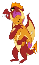 Size: 600x1000 | Tagged: safe, artist:queencold, derpibooru import, garble, smolder, dragon, brother and sister, carrying, cute, dragoness, duo, eyes closed, female, image, male, png, siblings, sleeping, smolderbetes