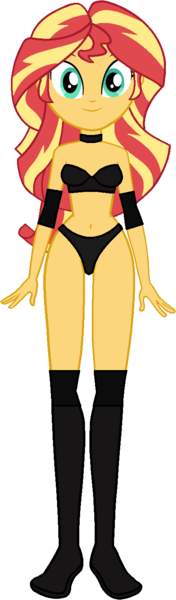 Size: 435x1485 | Tagged: suggestive, artist:invisibleink, artist:xjkenny, derpibooru import, sunset shimmer, equestria girls, belly button, breasts, clothes, elbow pads, female, image, knee pads, png, shoes, simple background, solo, solo female, sports, sports bra, sports panties, transparent background, vector, wrestler, wrestling