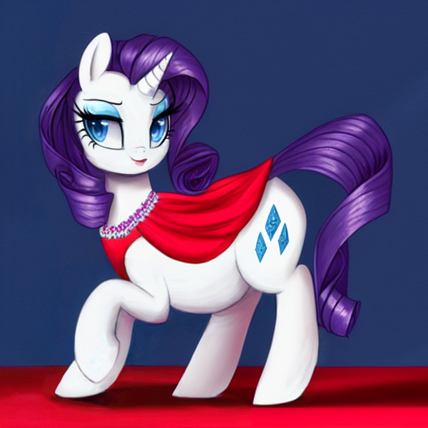 Size: 1024x1024 | Tagged: safe, derpibooru import, machine learning generated, rarity, pony, unicorn, clothes, dress, eyeshadow, image, jewelry, lipstick, makeup, necklace, png, preggity, pregnant, red dress, solo