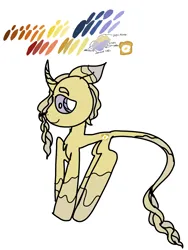 Size: 3000x4000 | Tagged: safe, artist:enperry88, derpibooru import, oc, oc:lust burn, unofficial characters only, unicorn, bedroom eyes, braid, braided tail, chest fluff, coat markings, curved horn, horn, image, leonine tail, offspring, parent:golden crust, parent:midnight snack, parents:goldensnack, pinto, png, tail, unicorn oc