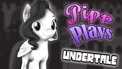Size: 1920x1080 | Tagged: safe, artist:pika-robo, derpibooru import, pipp petals, pegasus, pony, series:pipp plays, 3d, fake thumbnail, female, folded wings, g4, g5, g5 to g4, gamer pipp, gaming headset, generation leap, headset, image, let's play, looking at you, mare, partial color, png, portal (valve), portal gun, smiling, smiling at you, source filmmaker, style emulation, undertale, video game, wings, youtube thumbnail