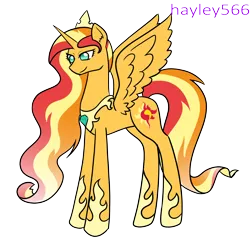 Size: 2110x2058 | Tagged: safe, artist:hayley566, derpibooru import, sunset shimmer, alicorn, pony, series:redemptiverse, alicornified, alternate universe, crown, female, hoof shoes, image, jewelry, png, race swap, regalia, role reversal, shimmercorn, simple background, solo, transparent background