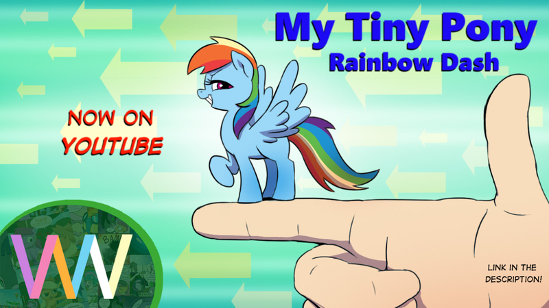 Size: 1254x706 | Tagged: safe, artist:doublewbrothers, derpibooru import, rainbow dash, human, pegasus, pony, 2021, faic, finger gun, grin, hand, image, in goliath's palm, jpeg, micro, my tiny pony, old art, raised hoof, size difference, smiling, smug, smugdash, spread wings, tiny, tiny ponies, wings