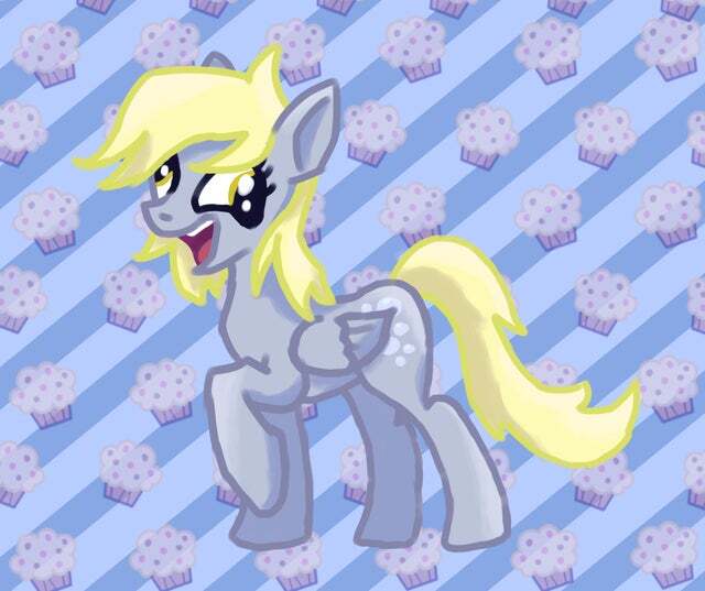 Size: 640x537 | Tagged: safe, artist:foxtrnal, derpibooru import, derpy hooves, pegasus, pony, abstract background, female, food, image, jpeg, mare, muffin, reddit, solo, striped background